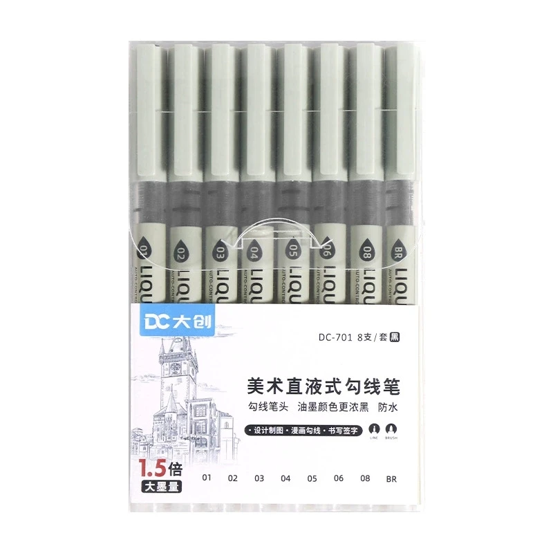 

Маркеры Haile Micron Fineliner черные 8 штук