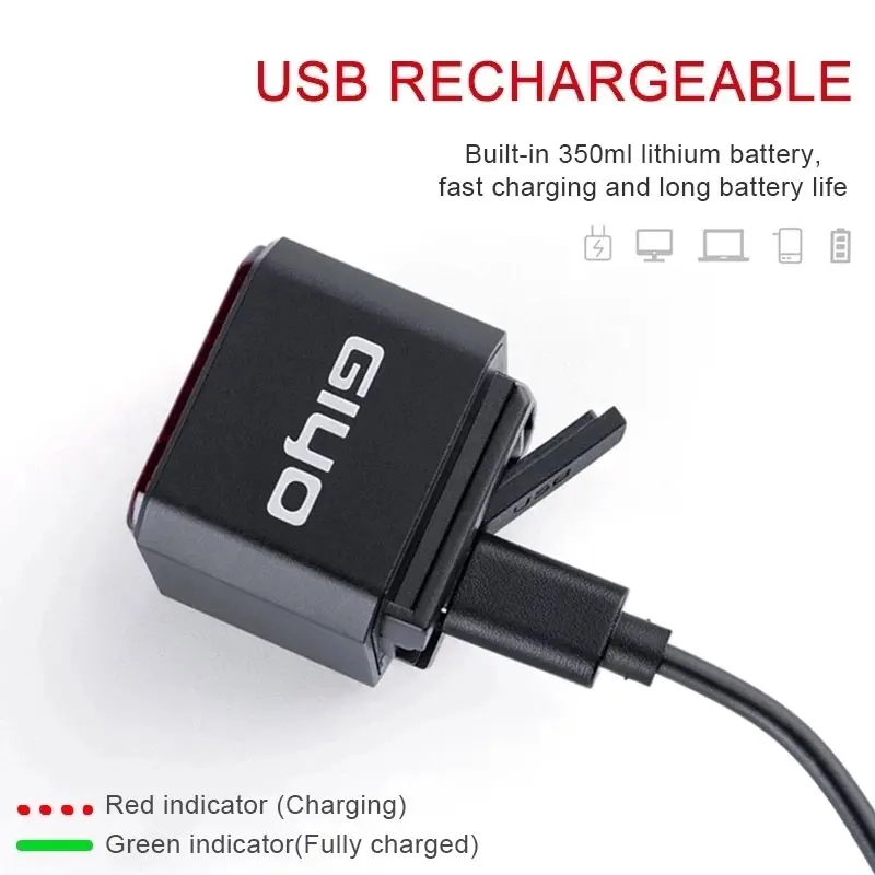 Стоп-светильник GIYO задний велосипедный водонепроницаемый с зарядкой от USB |