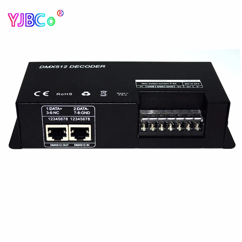 Высокомощный 3CH 4CH DMX 512 декодер RGB RGBW контроллер светодиодной ленты DC 12V ~ 24V to PWM