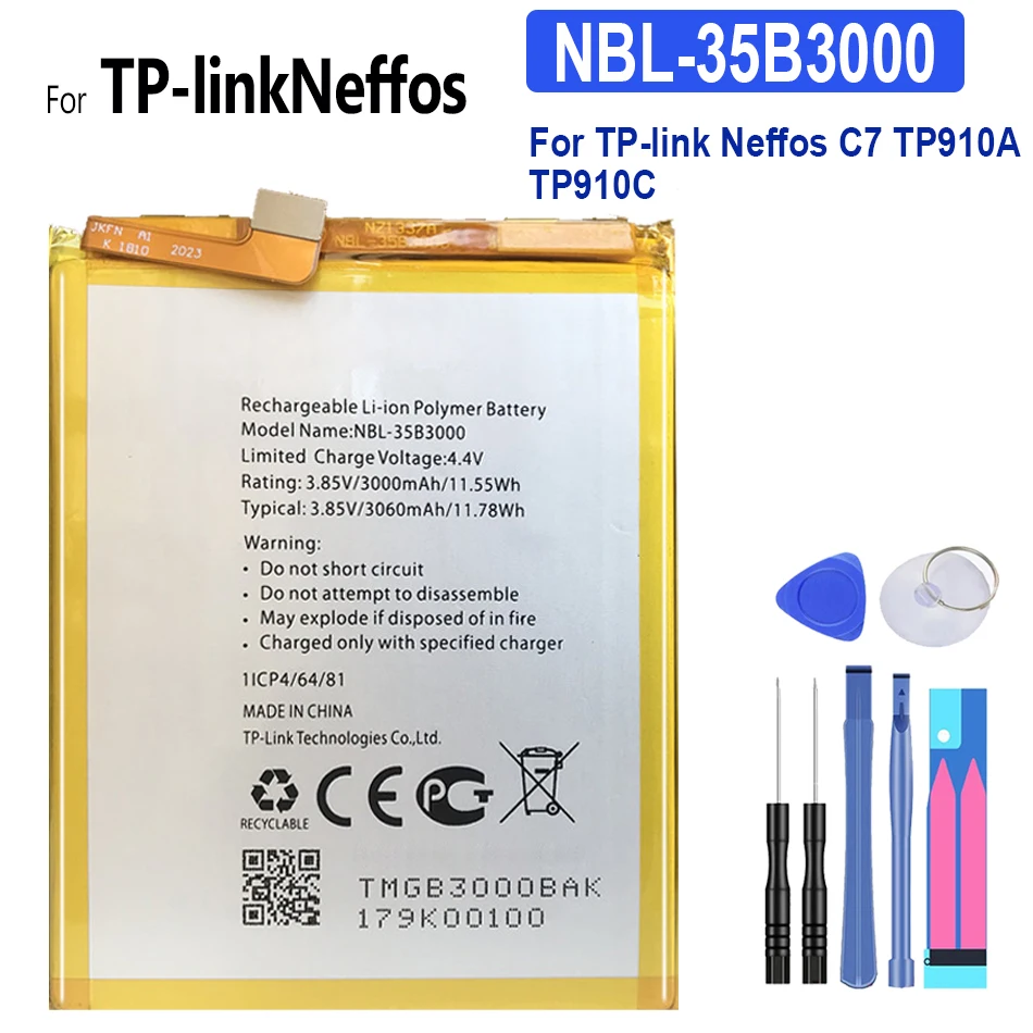 

NBL-35B3000 Battery 3000mAh For TP-link Neffos C7 TP910A TP910C Mobile Phone Bateria