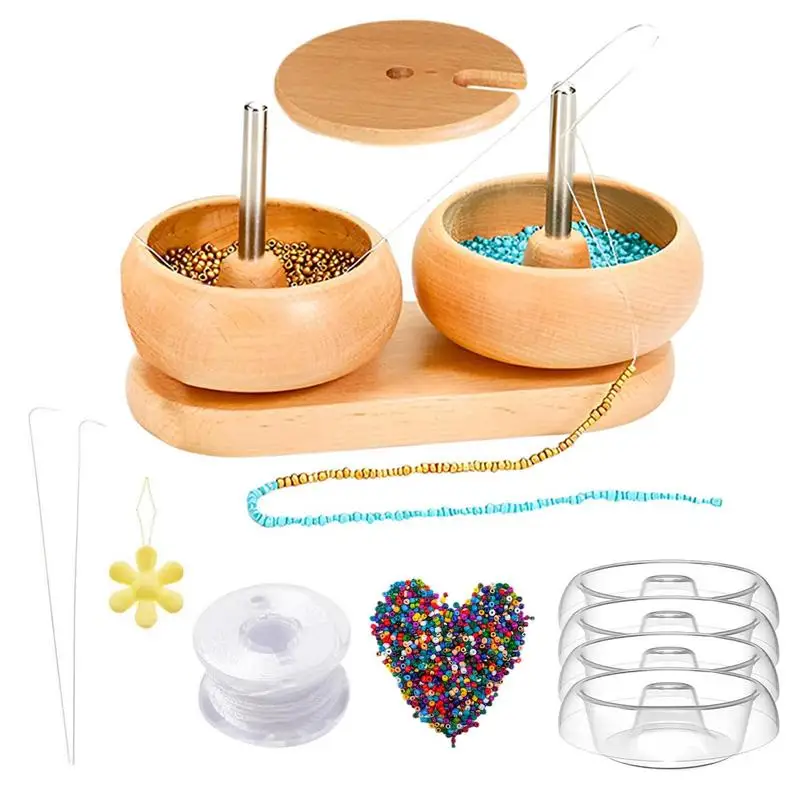 

Bead Spinner Double Bowl Bead Spinner For Jewelry Making Waist Beads Kit With 4 Quick Change Bowls 2 Large Eye Beading Needles