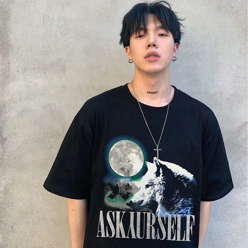 

Best Seller Askyurself Fashion Shirts Men 1:1 Top Quality Snow Moon Wolf Askyurself Women T Shirt Streetwear Tee Mens Clothing