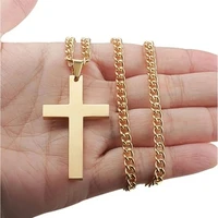 vintage cross pendants necklaces for men women stainless steel gold colour charm necklaces punk jewelry best friend party gift