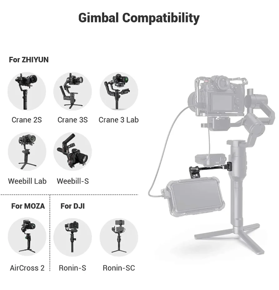 SmallRig регулируемое крепление монитора для DJI RS / RSC/RS 2/для ZHIYUN CRANE 3/CRANE 3S/ WEEBILL-S MOZA