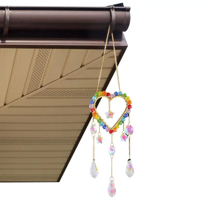 

Sun Catcher Heart Dream Catchers With Crystal Prism Rainbow Maker Pendants For Window Garden Christmas Tree Wedding Party Patio