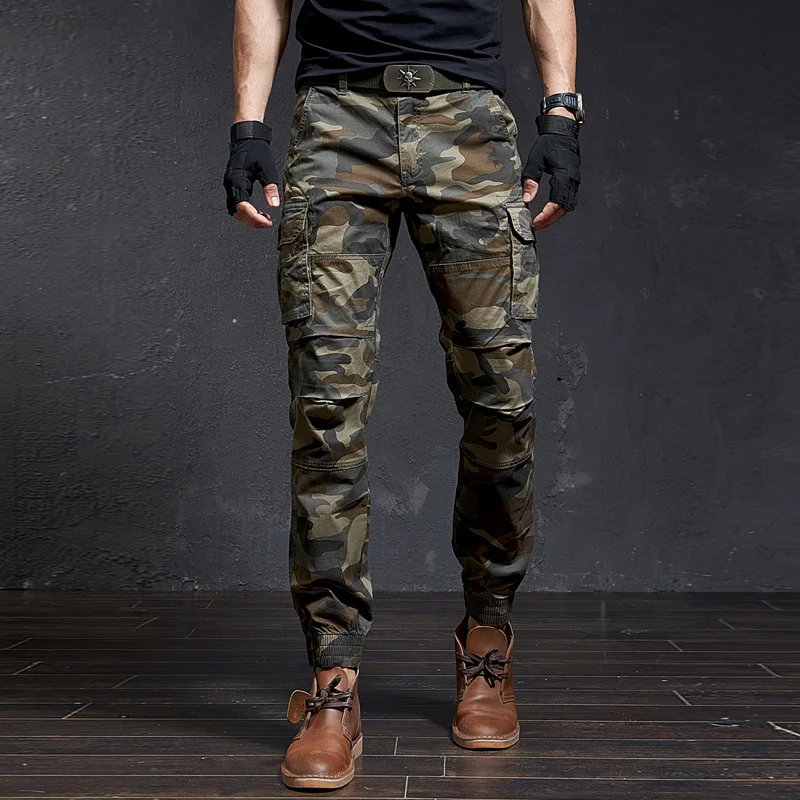 

Autumn Winter Cargo Pants Men Jogger Casual Camouflage Work Overalls Fit Multi-pocket Denim Military Tactical Trousers For Men