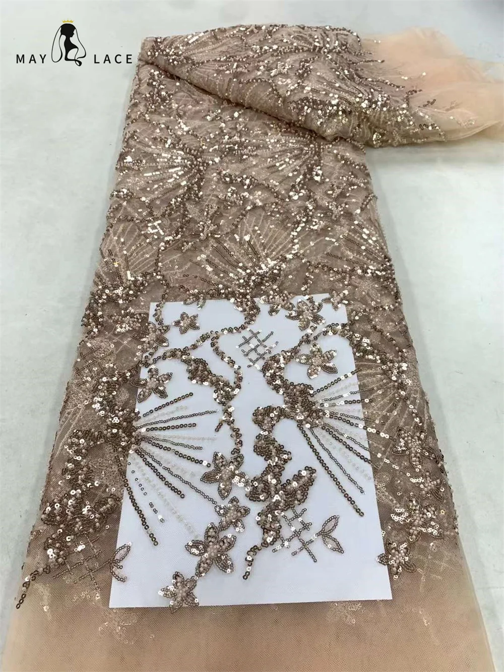 

May Lace African Lace Fabric 2023 High Quality Tulle Lace Fabric Nigerian Groom Fabric French Embroidery Sequins Lace For Party