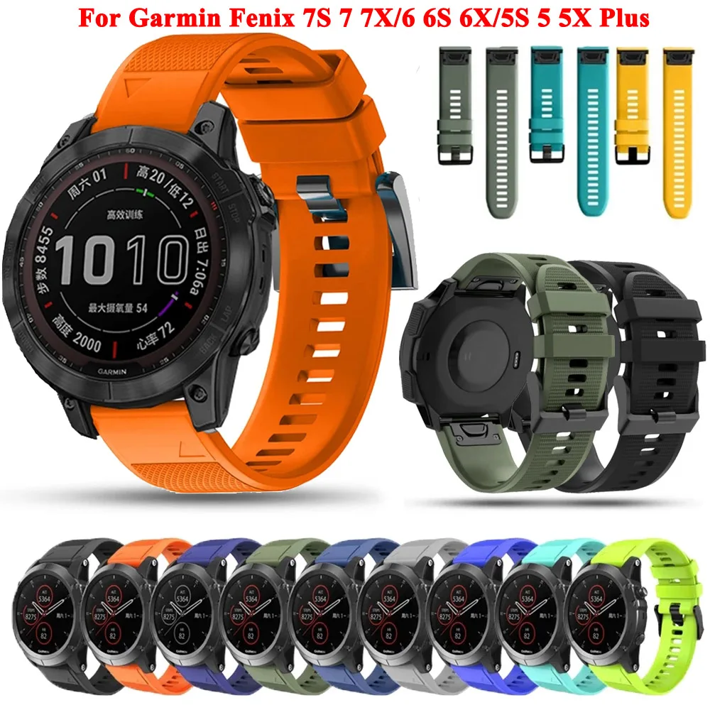 

Силиконовый ремешок для наручных часов, браслет для Garmin Fenix 6X 6 6S Pro 7X 7 Easyfit Fenix 5 5X 5S Plus, 26 22 20 мм