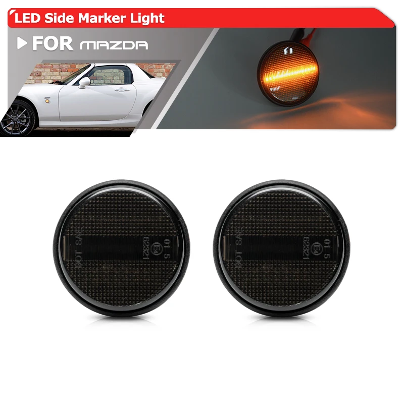 

Копченые светодиодные янтарные боковые габаритные огни, указатели поворота для Mazda MX-5 NA NB NC MK1 MK2 MK3 1990-2015 OEM: N00151120K NH5251120C