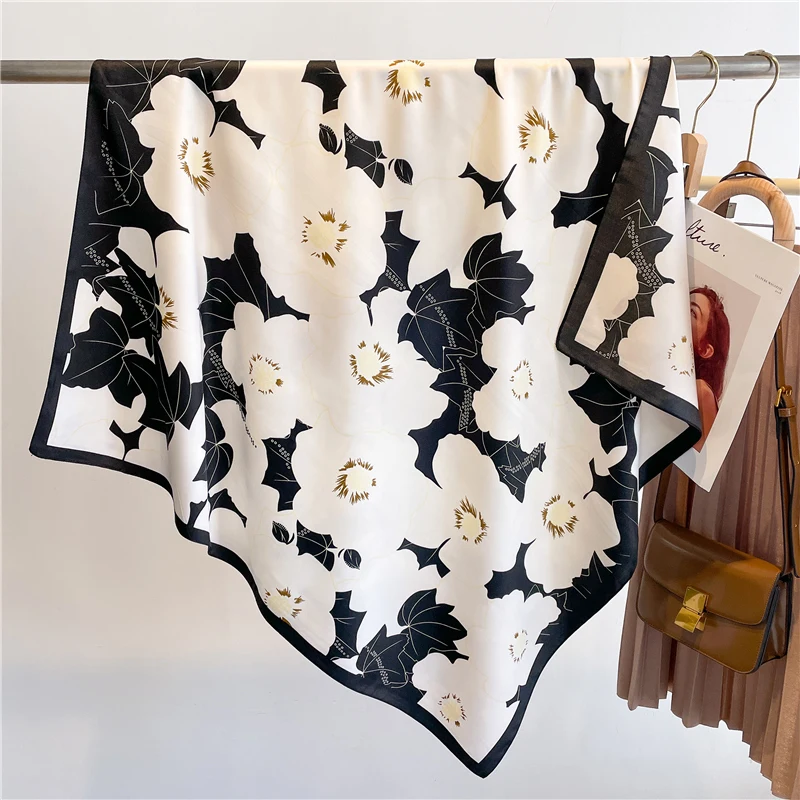 Модный Шелковый Шарф 90 См Квадратная Шаль Женский Летний Дизайнерский Цветочный