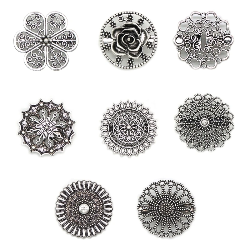 

Metal Collar Clips for Women Vintage Flower Engraved Sweater Shawl Brooch Clip