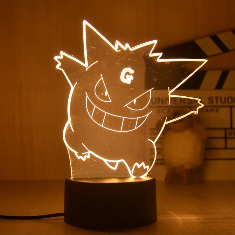 

Pokemon Go 3D LED Night Lights Pokeball Pikachu Figure Gengar Anime Table Sleeping Lamp Room Decor Boy Child Toys Birthday Gift