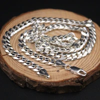 real fine pure s925 sterling silver chain men women solid curb link necklace