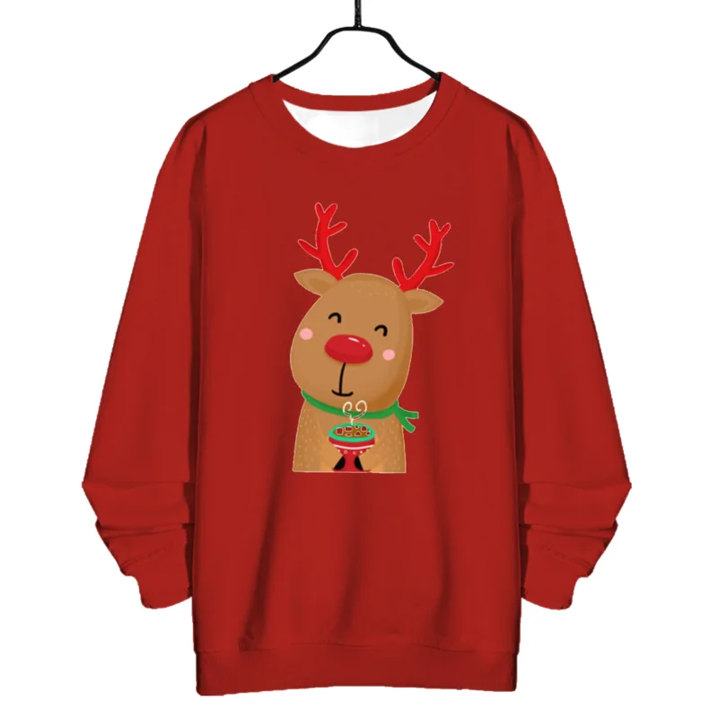 

Custom Logo Christmas Pullover Cute Animal Print Crew Neck Long Sleeve Women Sweatshirt