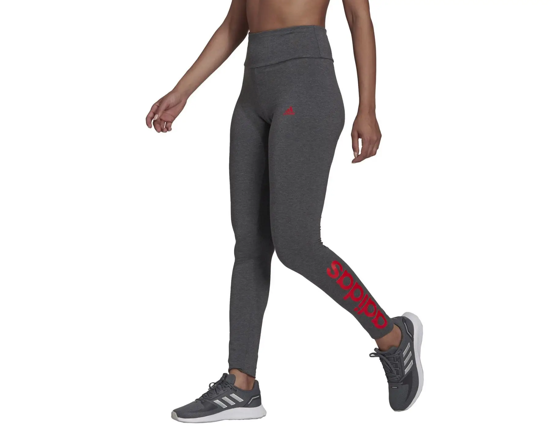 Adidas Original Women's Training Tights Gray Color with High Cotton Content and High Waist Extra Comfort Sport Walking Yoga