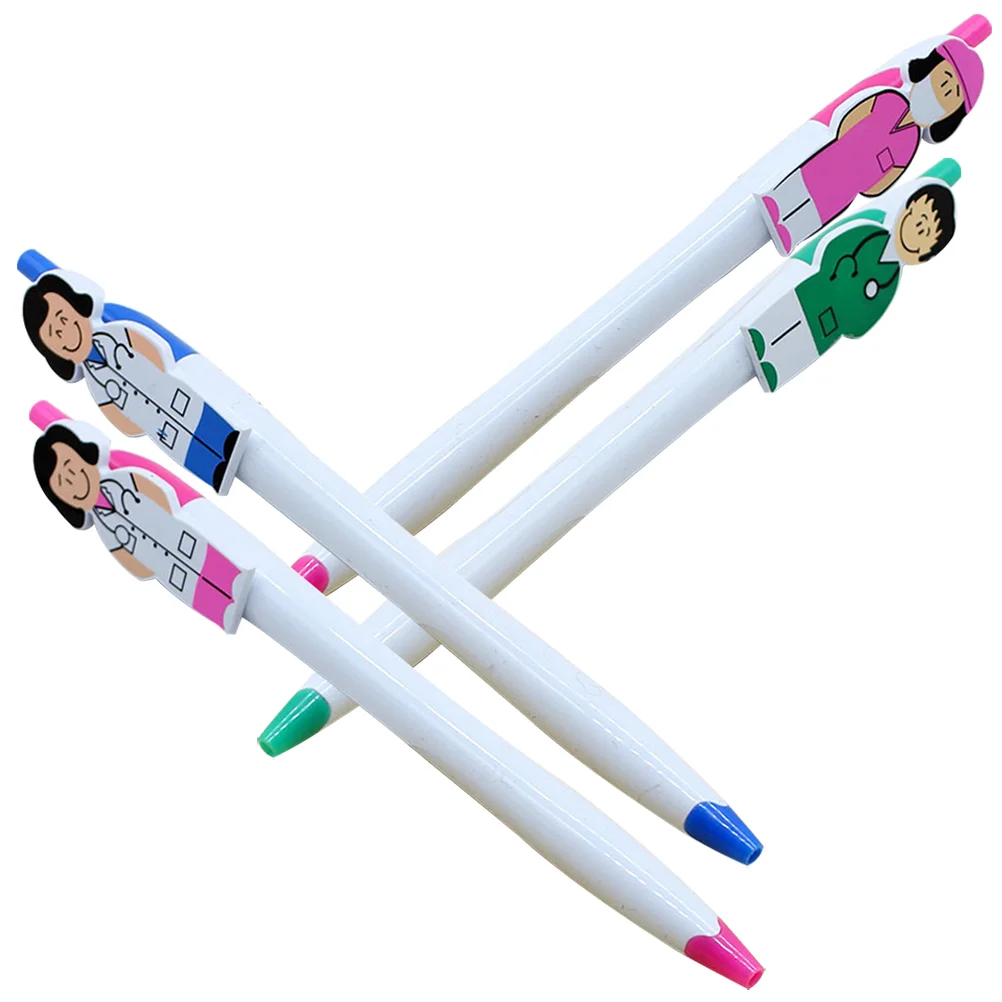 

4 Pcs Ball Point Ink Pen Fountain Pens Gift Nurse Elements Press-type Ballpoint Fun Plastic Portable Student Comfort Gifts