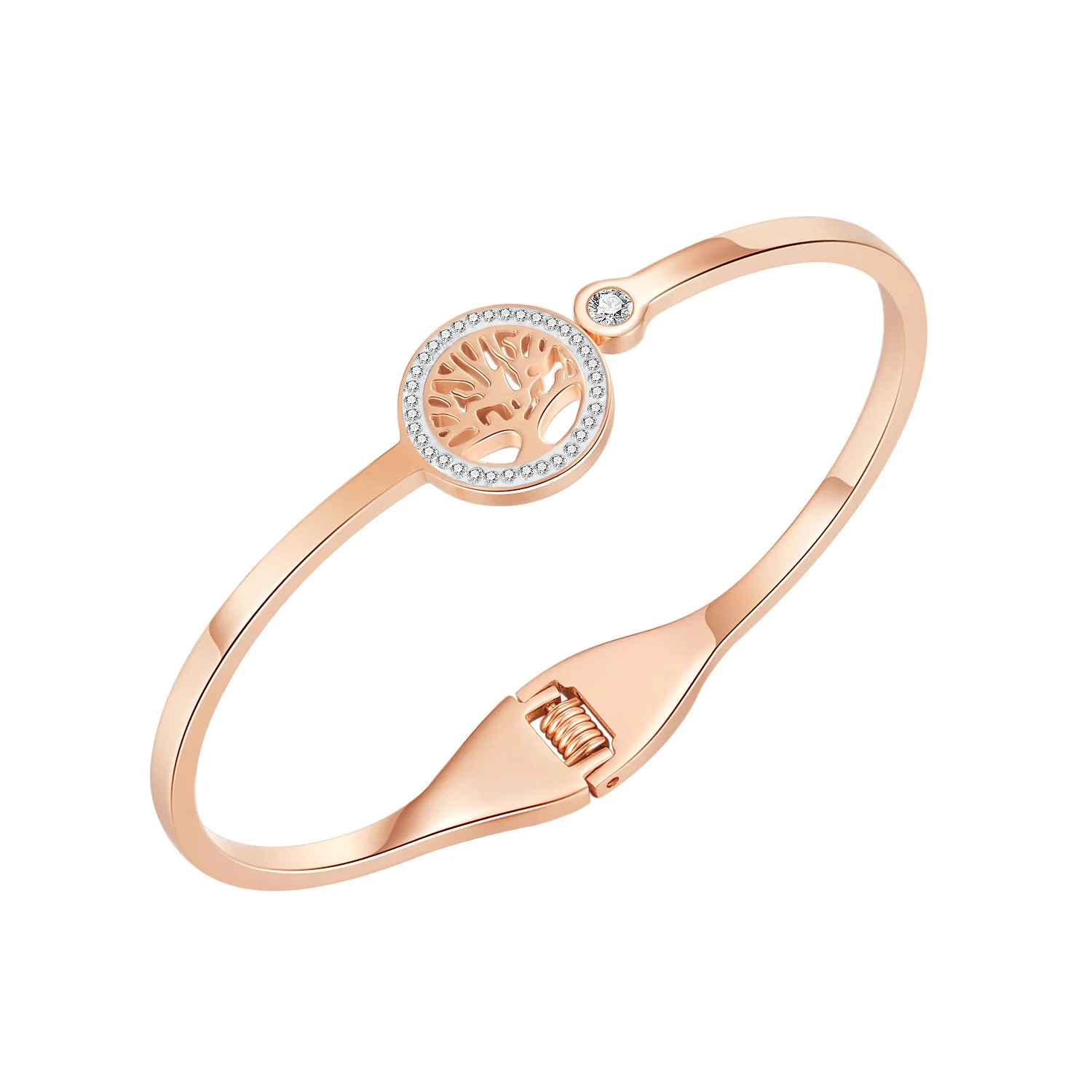 

New Stylish Stainless Steel Bracelet with Niche Design Zirconia Life Tree Titanium Steel Bracelet