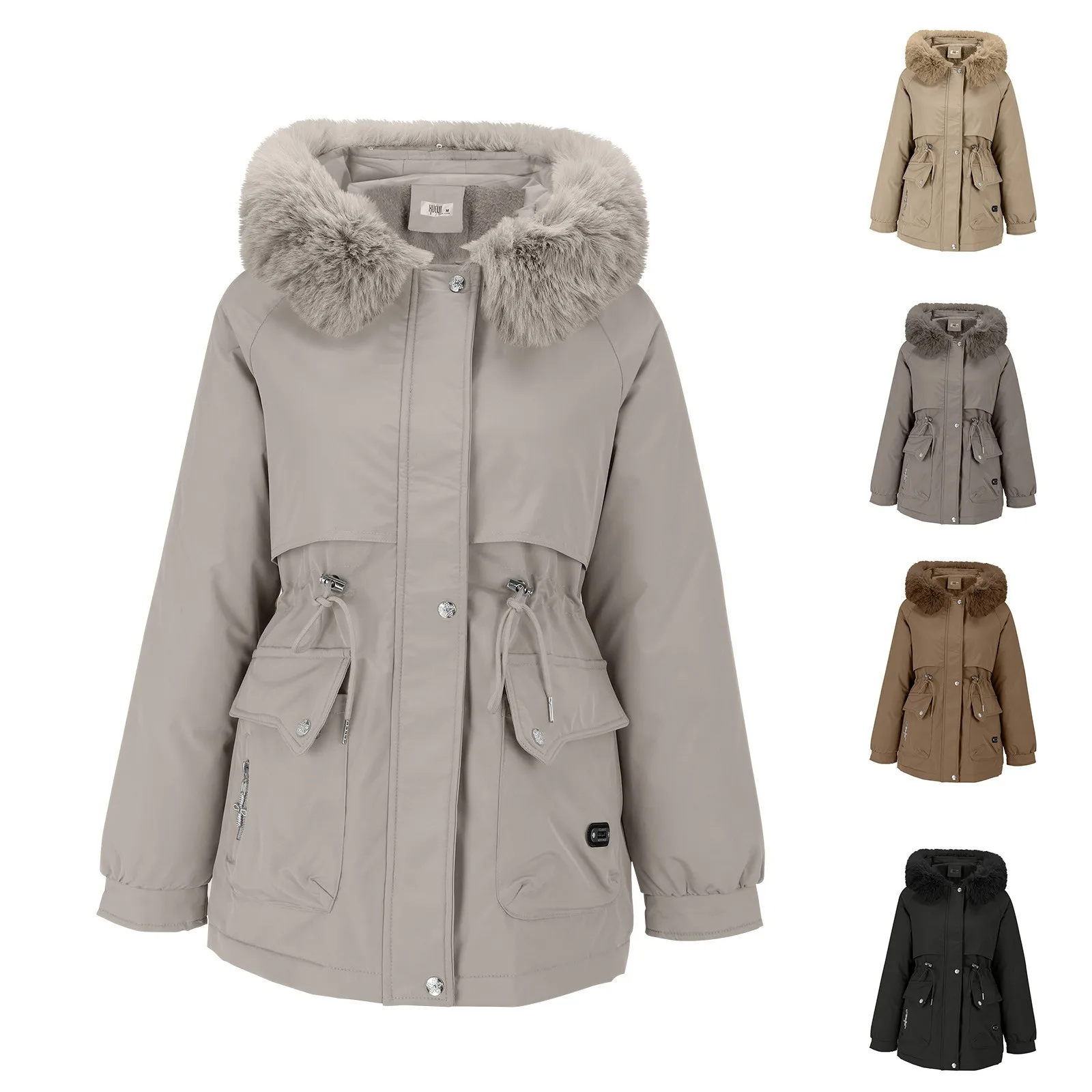 Женские модные пушистые топы повседневная парка большого размера элегантное