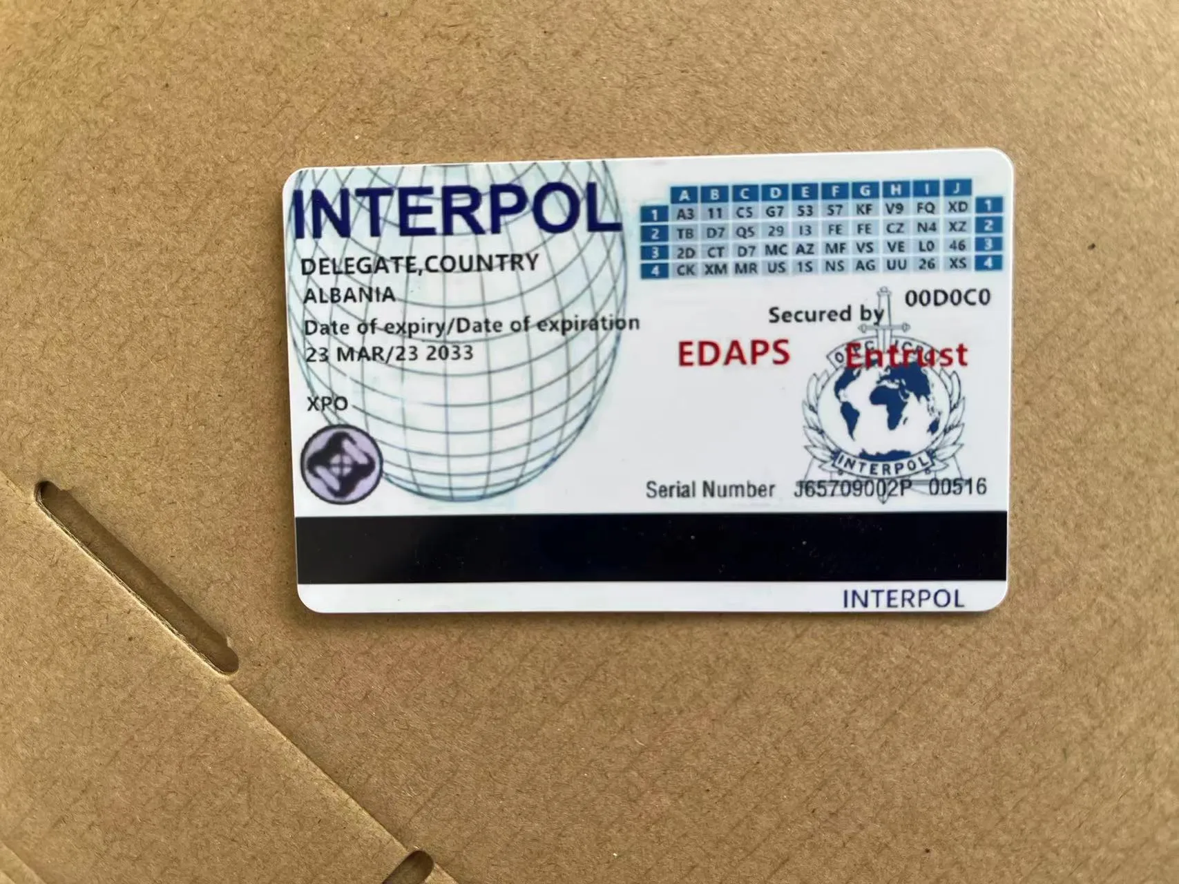 Personalised Custom Interpol Card PU Leather Wallet Cards Holders International Logo For Cosplay Fun Collection
