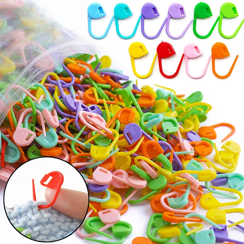 

50/200PCS Multicolor Knitting Marker Pins Plastic Resin Small Clips Locking Stitch Needle Clip Marking Rings DIY Sewing Tool