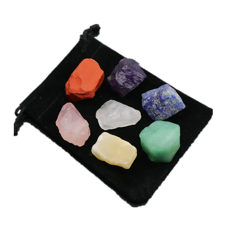 

1 комплект натуральный хрустальный камень семь чакр черная ткань мешок большая зернистая неполированная коллекция подарок