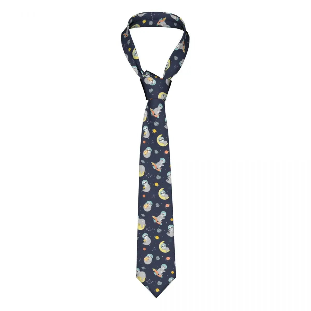 

Tie For Men Formal Skinny Neckties Classic Men's Funny Sloth Astronaut Stars Planets Rockets Wedding Tie Gentleman Narrow