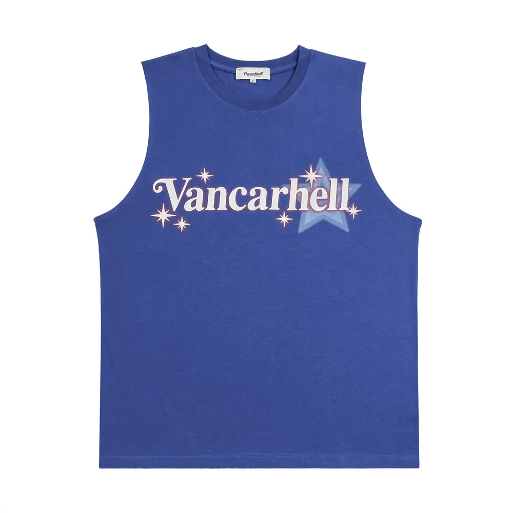 

Pentagram Print Shoulder Sleeveless T-shirt for Men Tank Top Men Gym Clothing High Quality Sleeveless Top Men VANCARHELL