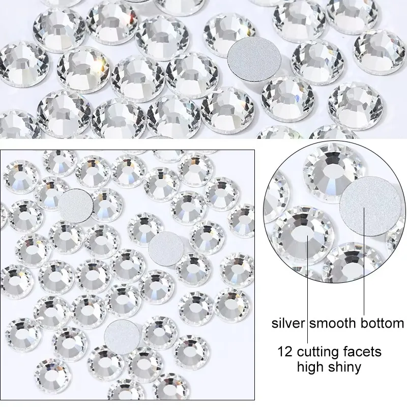 Высочайшее качество SS3-SS60 прозрачные кристально-белые 3D украшения для ногтей