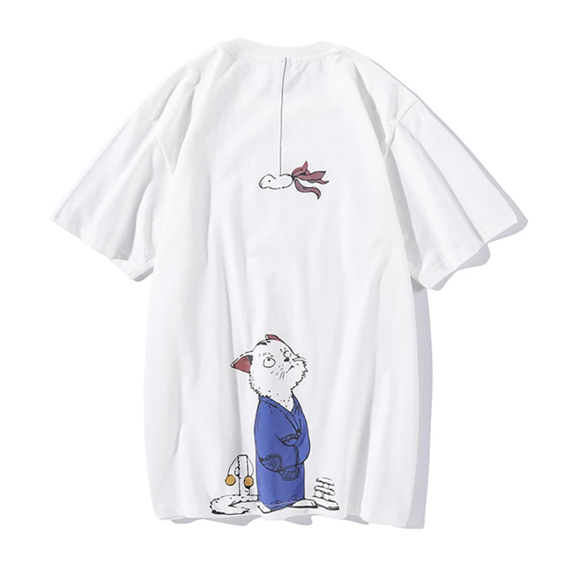 

Hip Hop Cat T Shirt Men Japanese T-shirt Streetwear Harajuku Casual Short Sleeve Oversized Tops Summer Japan Tshirts Men