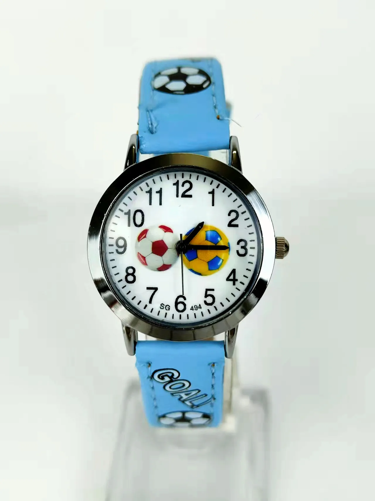Детские часы 2021 Мультяшные с футбольным мячом для мальчиков кожаный ремешок