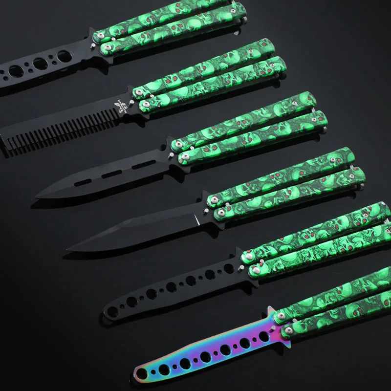 

Outdoor Portable Practice Butterfly Knife CSGO Balisong Transformable Butterfly Knife Alloy Steel Foldable Training Knives