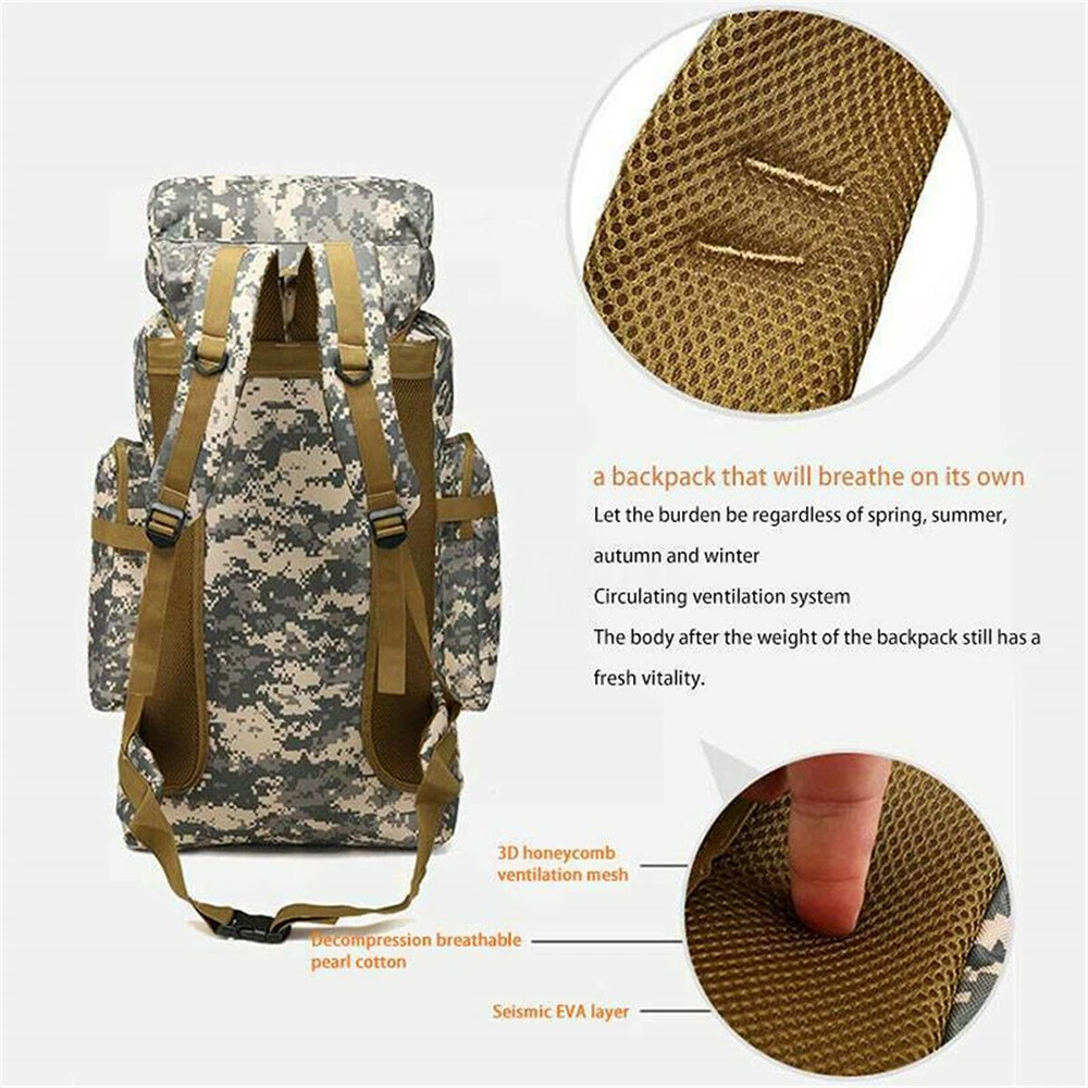 80L Military Tactical Backpack Army Shoulder Backpack Molle System Backpacks Outdoor Sports Backpack Camping Hiking Knapsacks