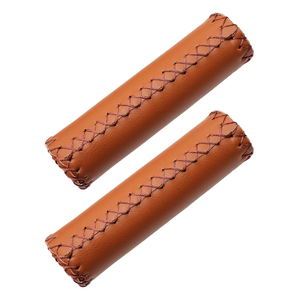 

1Pair PU and Rubber Beach Cruiser Mountain Bike Handlebar Grips (Light Brown)