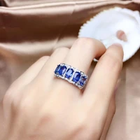 fashion ocean blue sapphire ring with silver jewelry certified natural gem real 925 silver many gem pieces girl boy gift