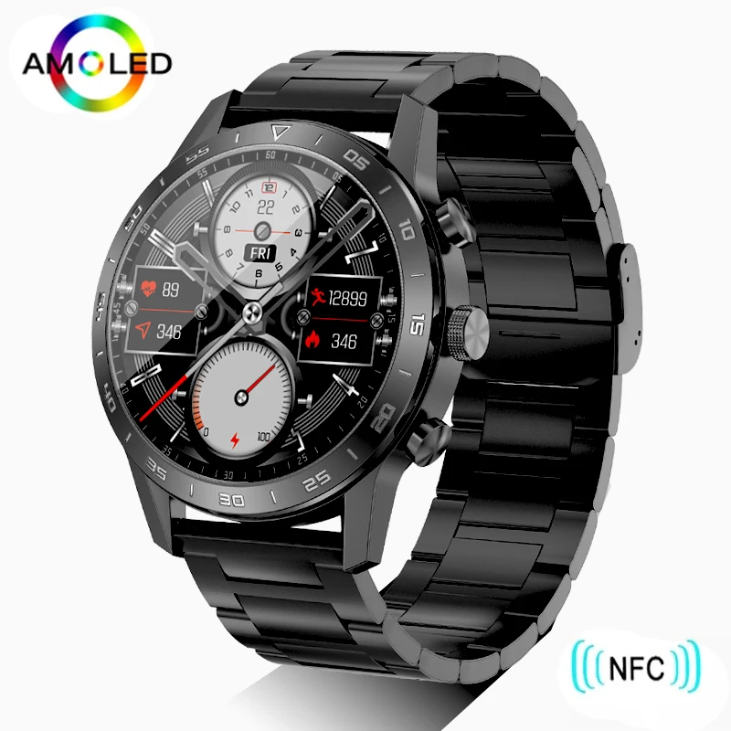 Умные часы NFC 454*454 AMOLED, мужские часы с циферблатом 2023, спортивный фитнес-браслет со стальным браслетом, водонепроницаемые мужские умные часы для мужчин и женщин Huawei