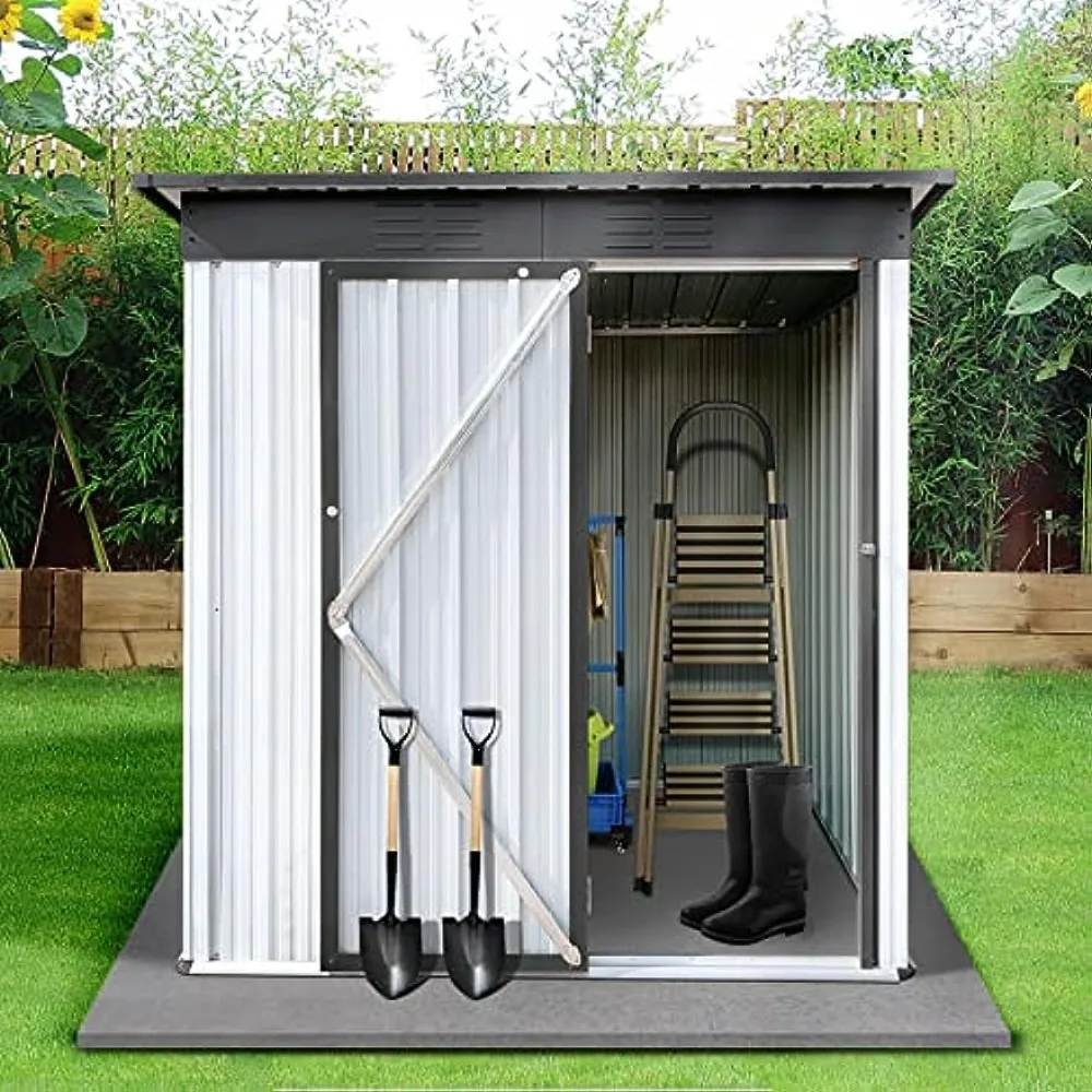 

Lyromix 63.5'' × 33.8'' Metal Outdoor Storage Shed with Door & Lock, Waterproof Garden Storage Tool Shed for Backyard Patio,W-G