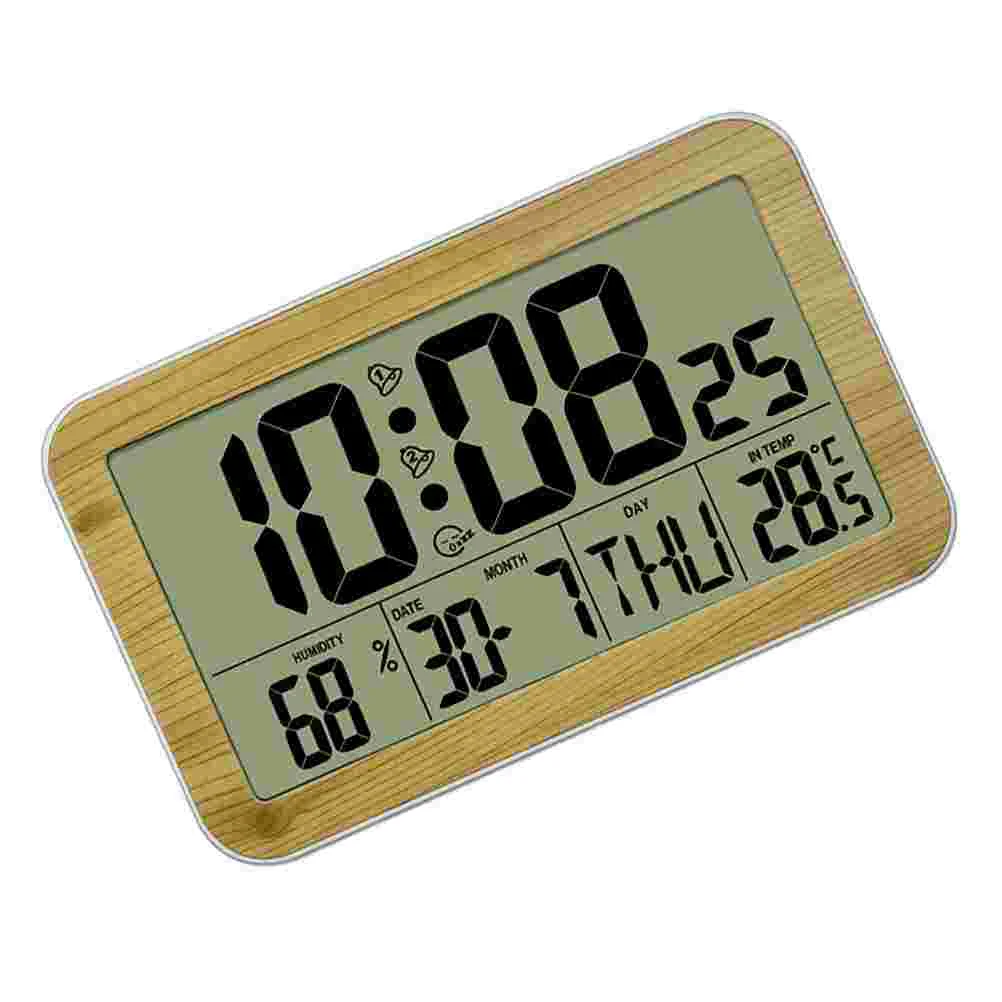 

Clock Alarm Calendar Digital Wood Clocks Led Temperature Bedside Wooden Desk Room Home Wall Kitchen Dateday Nightstand Bedrooms