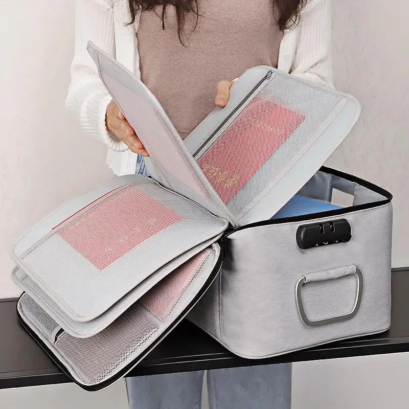 Practical Briefcase Travel Essential Document Storage Bag Office Papers Material Organize Handbag File Data Accessories Supplies