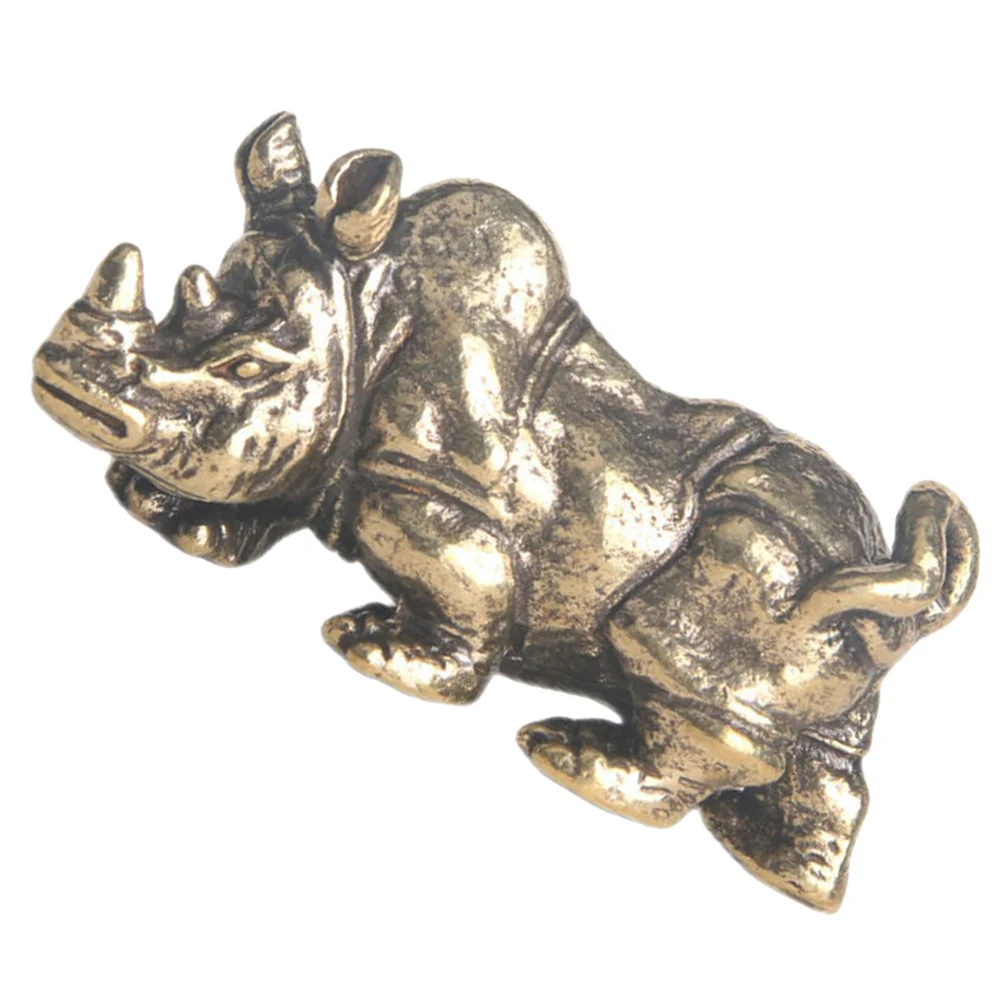 

Brass Vintage Rhinoceros Statue Desktop Brass Craft Figurine Brass Rhinoceros Statue