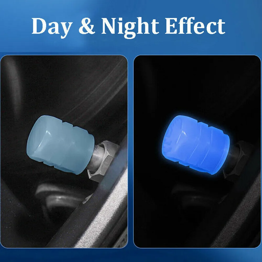 8pcs 8mm Fluorescent Luminous Tire Valve Stem Covers Car Tire Valve Cap Universal  Green /Yellow/Blue/Red Fluorescent Powder images - 6