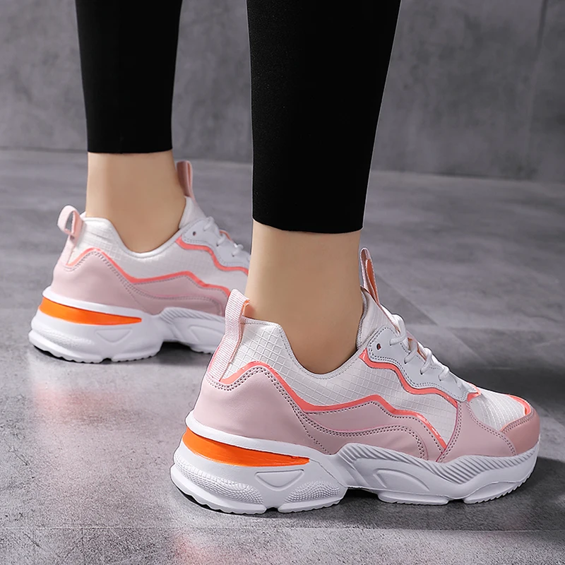 Sports shoes women's running shoes comfortable PU waterproof outdoor leisure sports shoes breathable thickened soles
