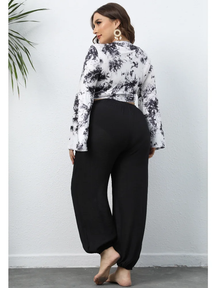 Plus size women beach pants casual loose wide-leg bloomers light pants plus size pants