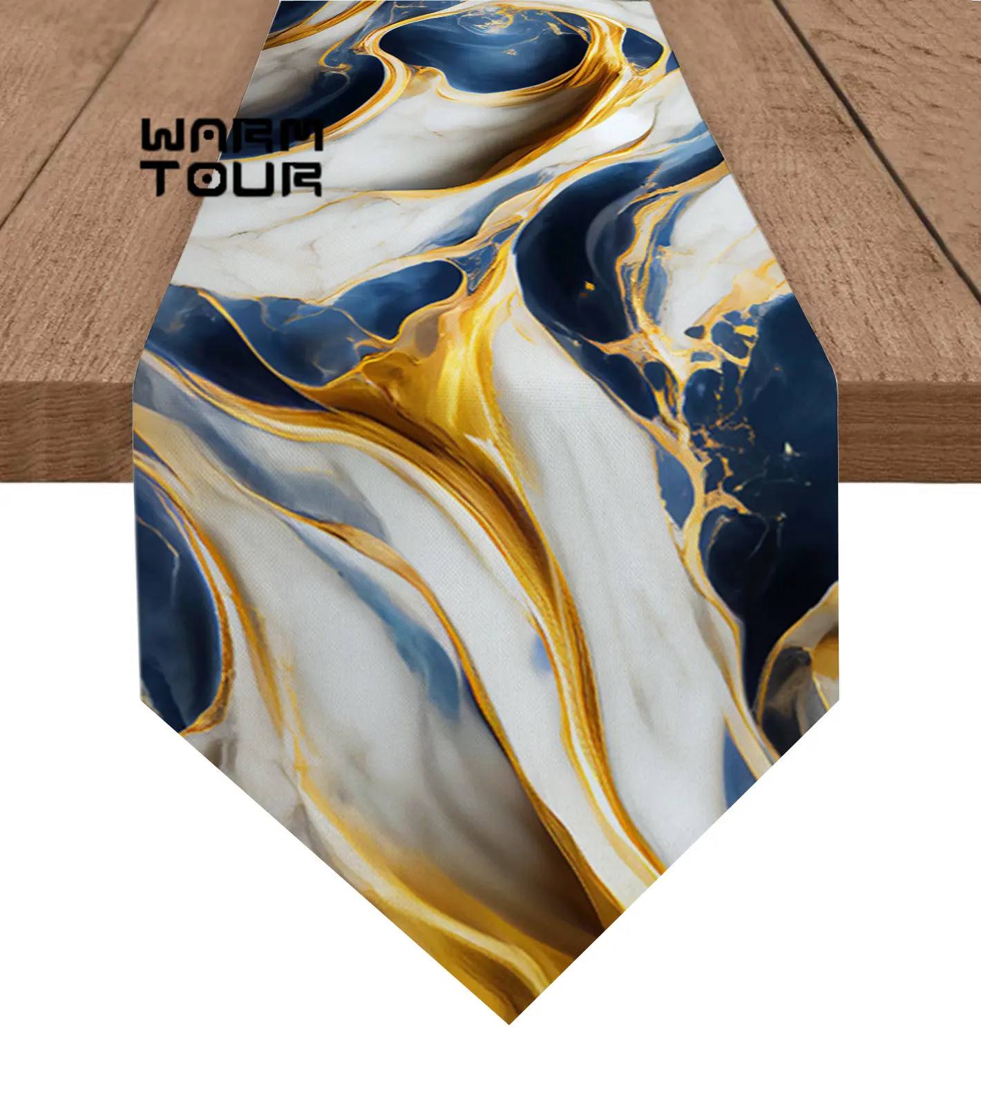 

Синяя настольная дорожка с мраморной текстурой, свадебные праздничные украшения для обеда, настольная Обложка, кофейная столовая