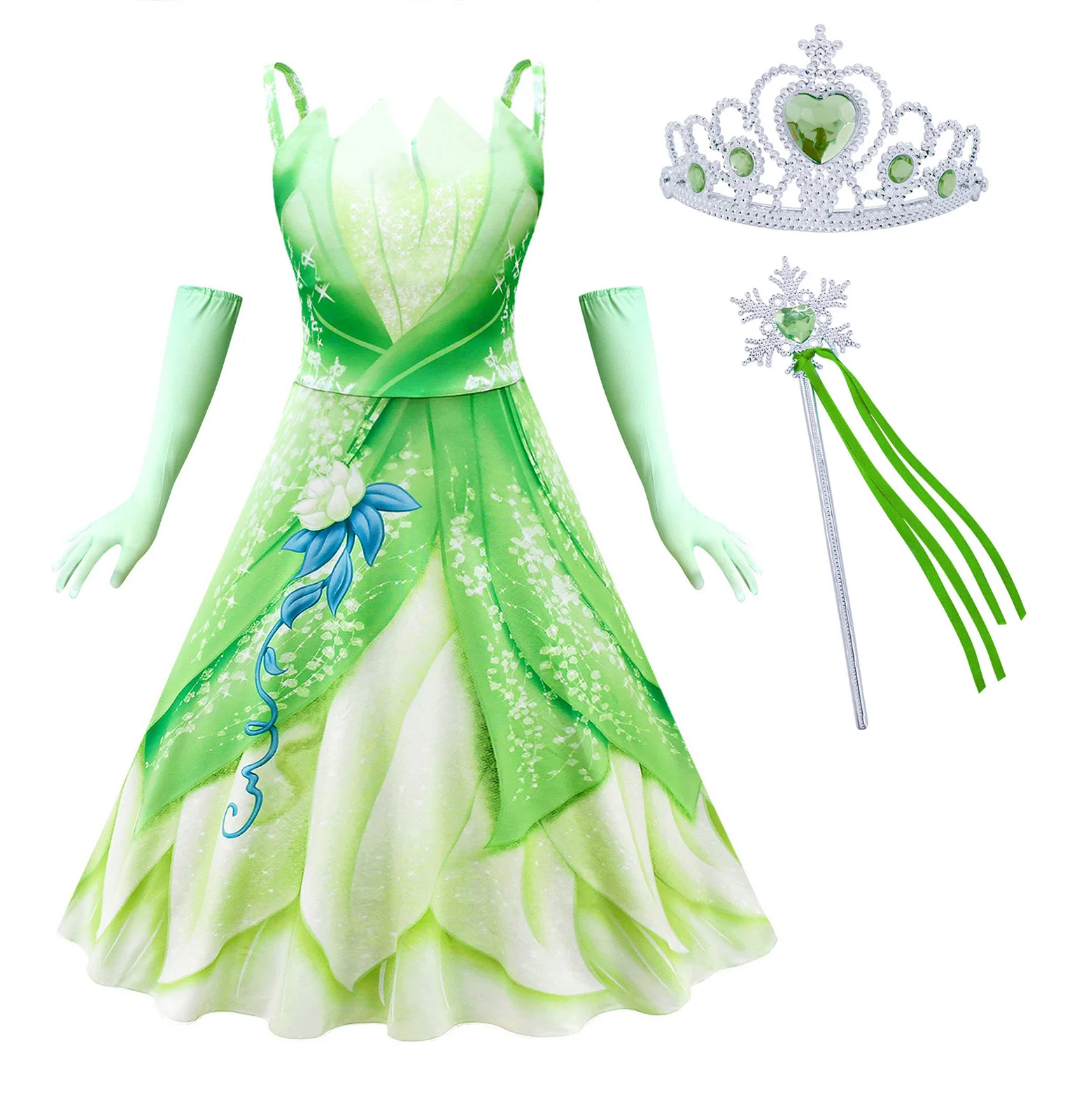 

Jurebecia Toddler Little Girls Frog Princess Fancy Dress Up Halloween Costume With Accessories Set Birthday Party Outfit