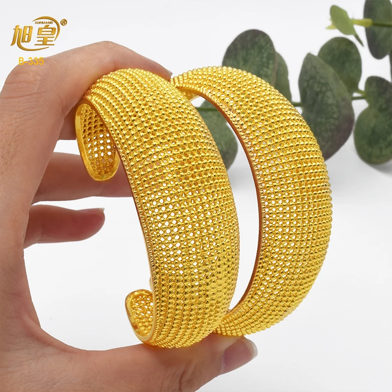 

XUHUANG Indian Adjustable Cuff Bangles Bracelets Dubai Nigerian Wedding Banquet Charm 24K Gold Plated Bangles Jewellery Gifts