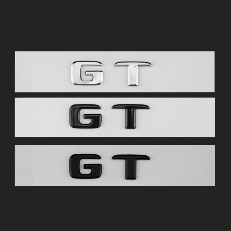 

3d ABS Chrome Glossy Black Letters Car Rear Trunk Badge Logo GT Emblem For Mercedes GT AMG GT43 GT50 GT53 GT63S Car Accessories
