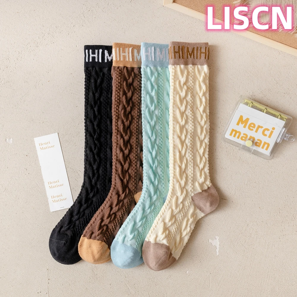 

Lolita Colorful Cotton Stocking Thick Winter Spring Twist Long Socks For Women Girls School JK Accessories LISCN 2023 New