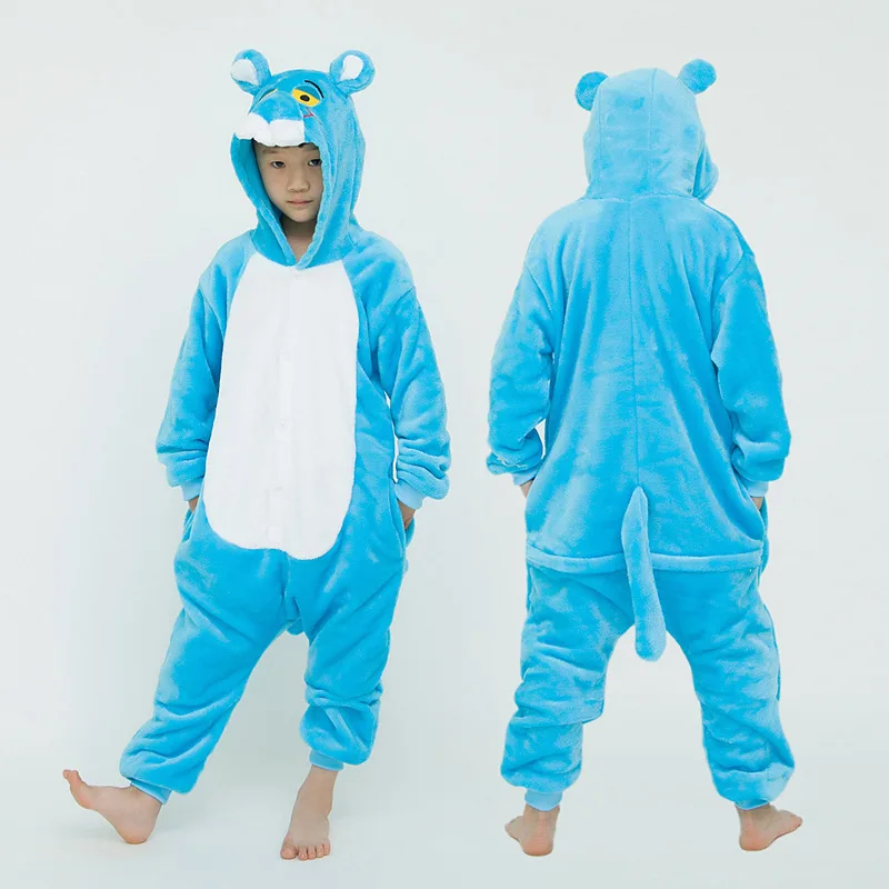 

Blue Panther Onesies Unisex Winter Kigurumi Pajamas Women Nightwear Anime Costumes Adults Flannel Sleepwear