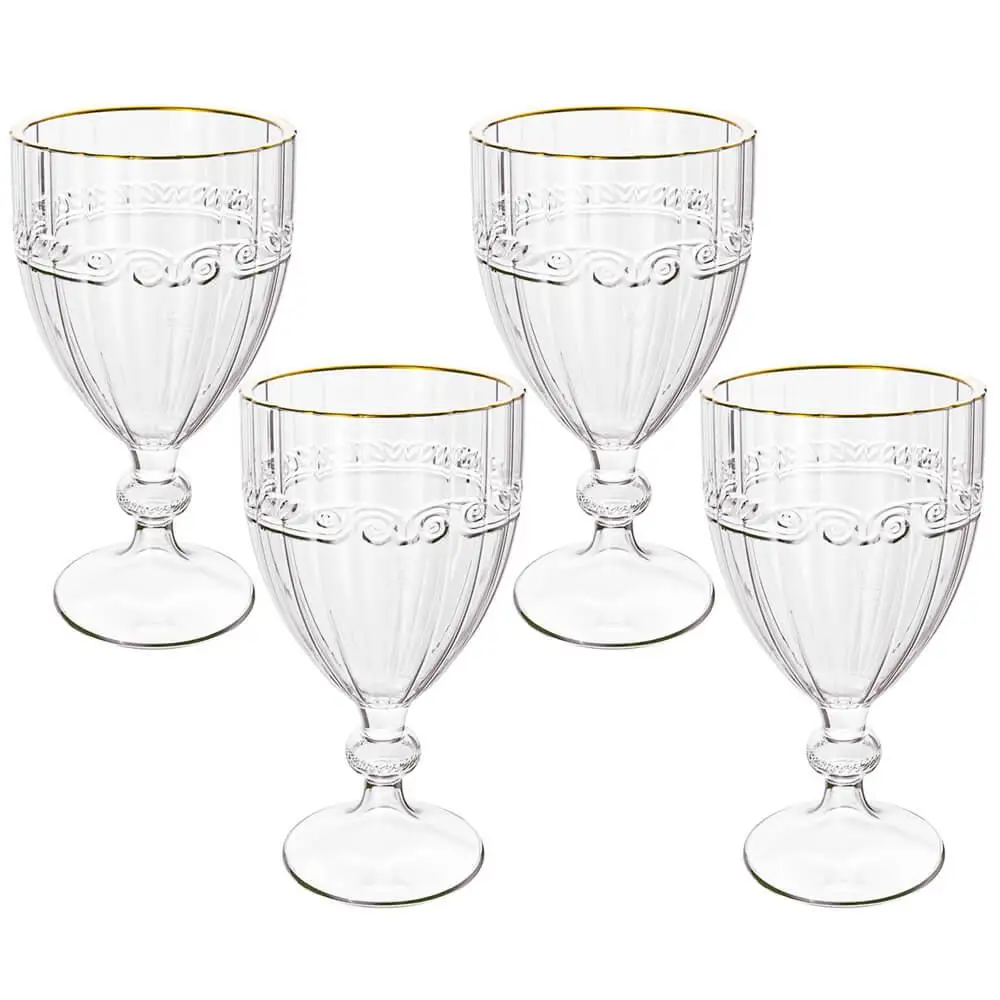 Набор прозрачных стаканчиков из золотистой проволоки 330 мл 4 шт.-Lyor