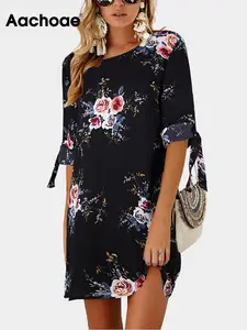 Платье Aachoae женское шифоновое с цветочным принтом, пляжный Повседневный свободный вечерний мини Сарафан в стиле бохо, лето 2022